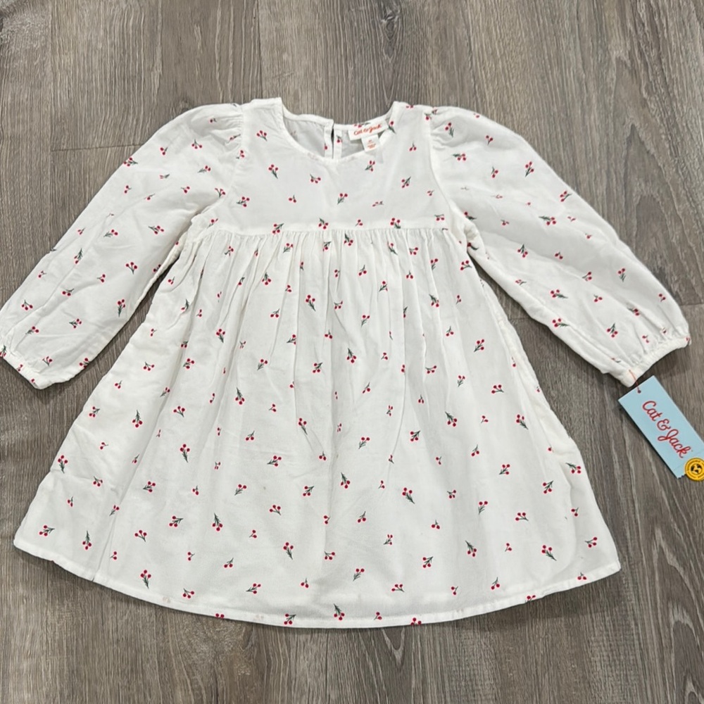 Cat & Jack White Dress with Red Floral Pattern